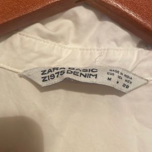 White Zara long shirt with pockets